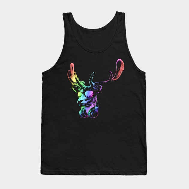 Deer DJ. Cool and Funny Music Animal With Sunglasses And Headphones. Tank Top by Nerd_art